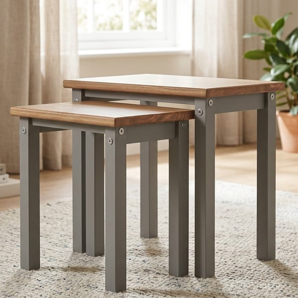 Azusa Grey Linea Nest of 2 Tables | Pine Top