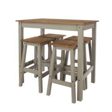 Azusa Grey Linea Breakfast Table & 4 High Stools