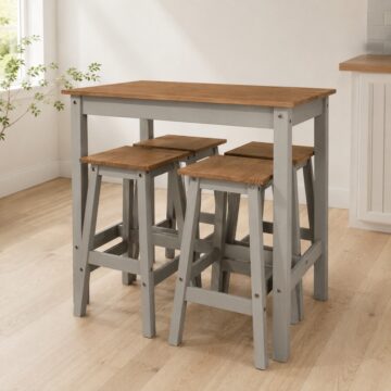 Azusa Grey Linea Breakfast Table & 4 High Stools