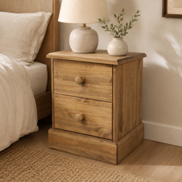 Bourton Pine 2 Drawer Bedside Cabinet