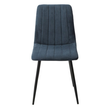 Dalvik Straight Stitch Blue Cord Dining Chair, Black Tapered Legs (Pair)