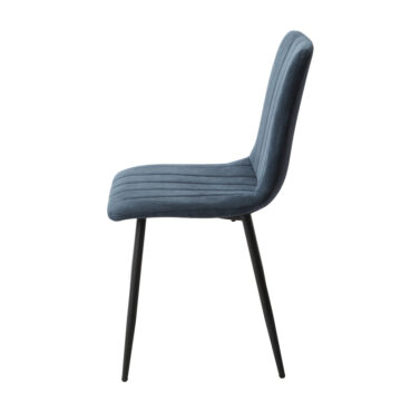 Dalvik Straight Stitch Blue Cord Dining Chair, Black Tapered Legs (Pair)