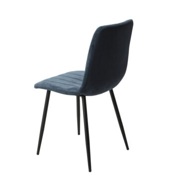 Dalvik Straight Stitch Blue Cord Dining Chair, Black Tapered Legs (Pair)
