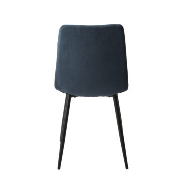 Dalvik Straight Stitch Blue Cord Dining Chair, Black Tapered Legs (Pair)