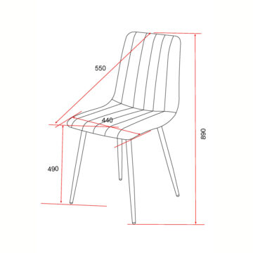 Dalvik Straight Stitch Blue Cord Dining Chair, Black Tapered Legs (Pair)
