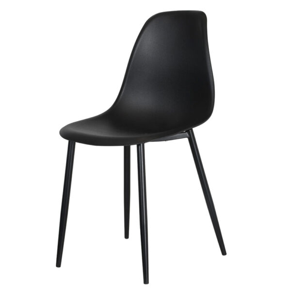 Dalvik Curve Chair Black Plastic Seat With Black Metal Legs (Pair) | Assembly Required