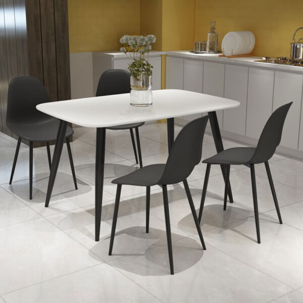 Dalvik Curve Chair Black Plastic Seat With Black Metal Legs (Pair) | Assembly Required