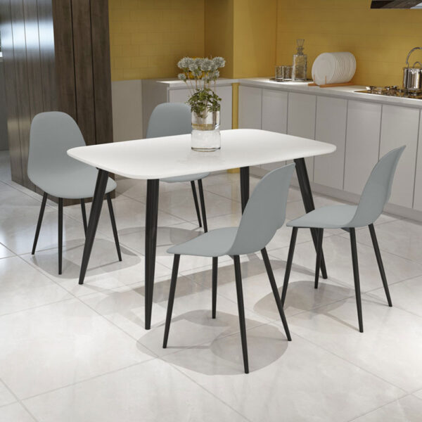 Dalvik Curve Chair, Light Grey Plastic Seat With Black Metal Legs (Pair) | Assembly Required
