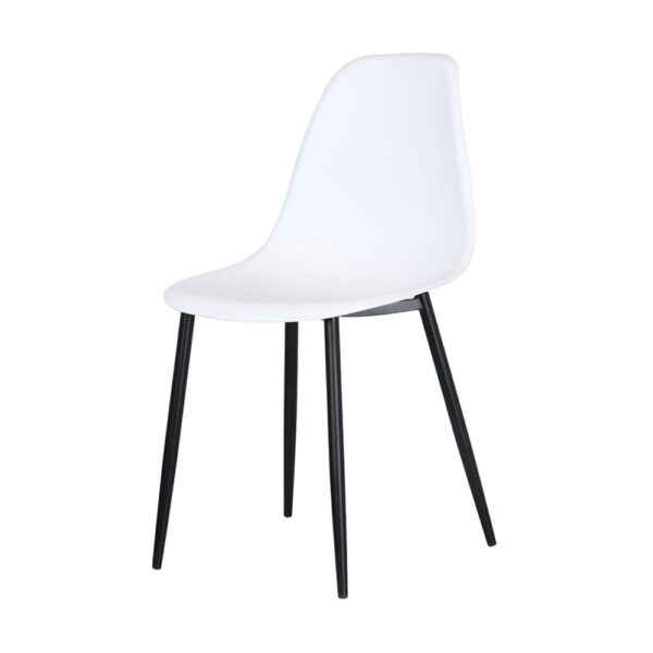 Dalvik Duo Chair, White Plastic Seat With Black Metal Legs (Pair) | Assembly Required