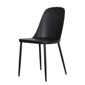 Dalvik Duo Chair, Black Plastic Seat With Black Metal Legs (Pair)