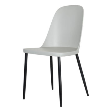 Dalvik Duo Chair, Light Grey Plastic Seat With Black Metal Legs (Pair)