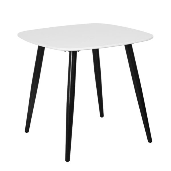 Dalvik Square Dining Table, White Painted Top With Black Tapered Legs | Assembly Required