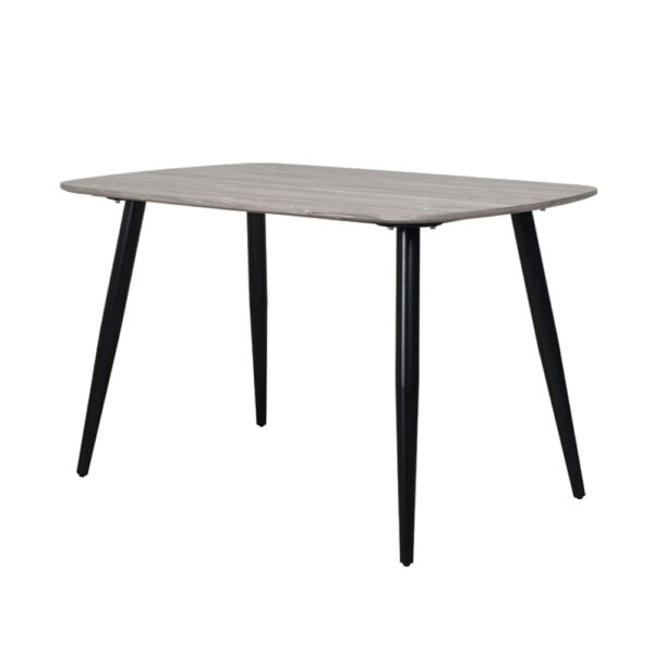 Dalvik Rectangular Dining Table, Grey Oak Effect With Black Tapered Legs | Assembly Required