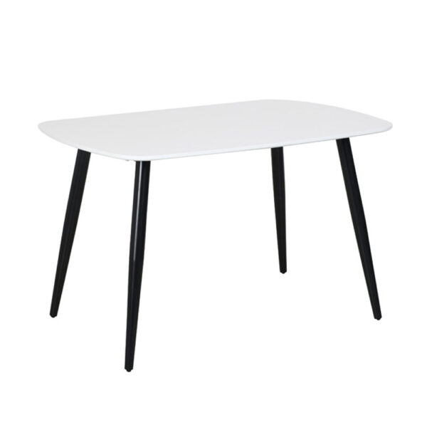 Dalvik Rectangular Dining Table, White Painted Top With Black Tapered Legs | Assembly Required