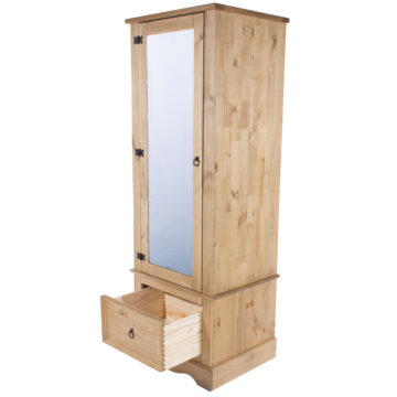 Azusa Pine Mirrored Door Armoire with Drawer