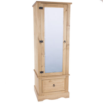 Azusa Pine Mirrored Door Armoire with Drawer