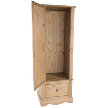 Azusa Pine Mirrored Door Armoire with Drawer