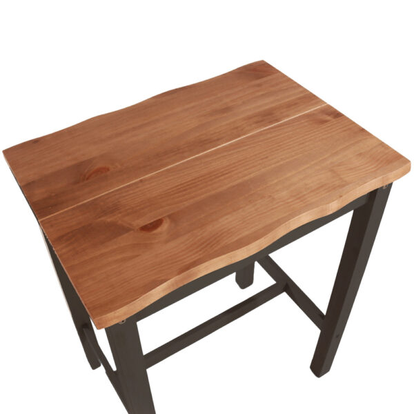 Azusa Black Live Edge Small Rectangular High Breakfast Bar Table & Pair Bar Stool Set | Assembly Required