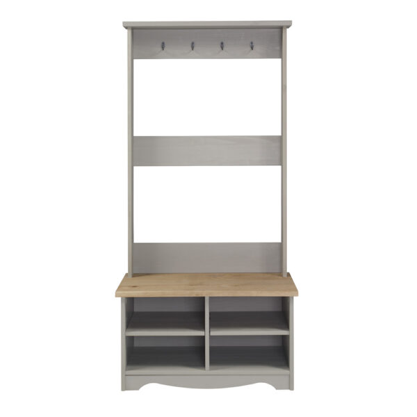 Azusa Grey Hall Shoe Bench With Hat & Coat Rack | Assembly Required