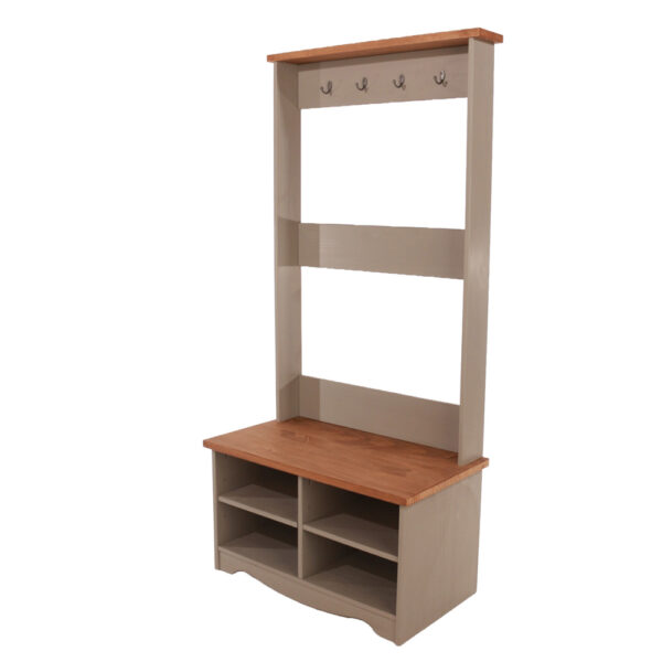 Azusa Grey Hall Shoe Bench With Hat & Coat Rack | Assembly Required