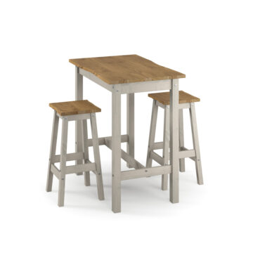 Azusa Grey Live Edge Large Rectangular High Breakfast Bar Table & 2 Bar Stools