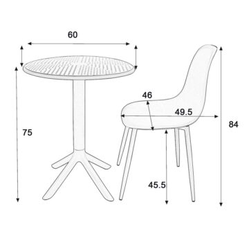 Sorini Garden 3 Piece Cala Bistro Table & 2 Chair Set Outdoor Grade, Sky Blue