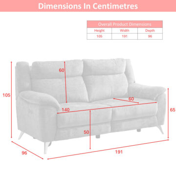 Malmo 3 Seater | Stone Grey Fabric | Electric Recliner