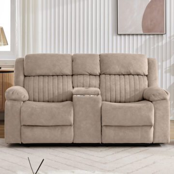 Dutch 2 Seater Recliner With Console Taupe | Assembly Required