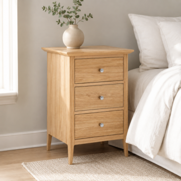 Upney Small 3 Drawer Bedside | Oak Finish | Assembled