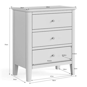 Folkestone Light Oak Chest of 3 Drawers | Assembled