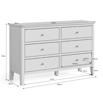 Harrogate Warm Oak Chest of 6 Drawers | Assembled | Clearance