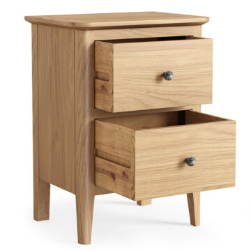 Dover Light Oak 2 Drawer Bedside Cabinet | Assembled