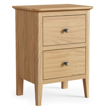 Dover Light Oak 2 Drawer Bedside Cabinet | Assembled