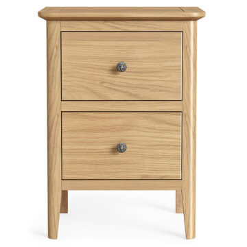 Dover Light Oak 2 Drawer Bedside Cabinet | Assembled