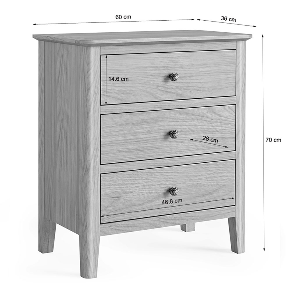 Dover Light Oak Chest of 3 Drawers | Assembled