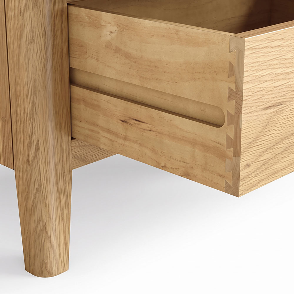 Dover Light Oak 5 Drawer Tallboy | Assembled