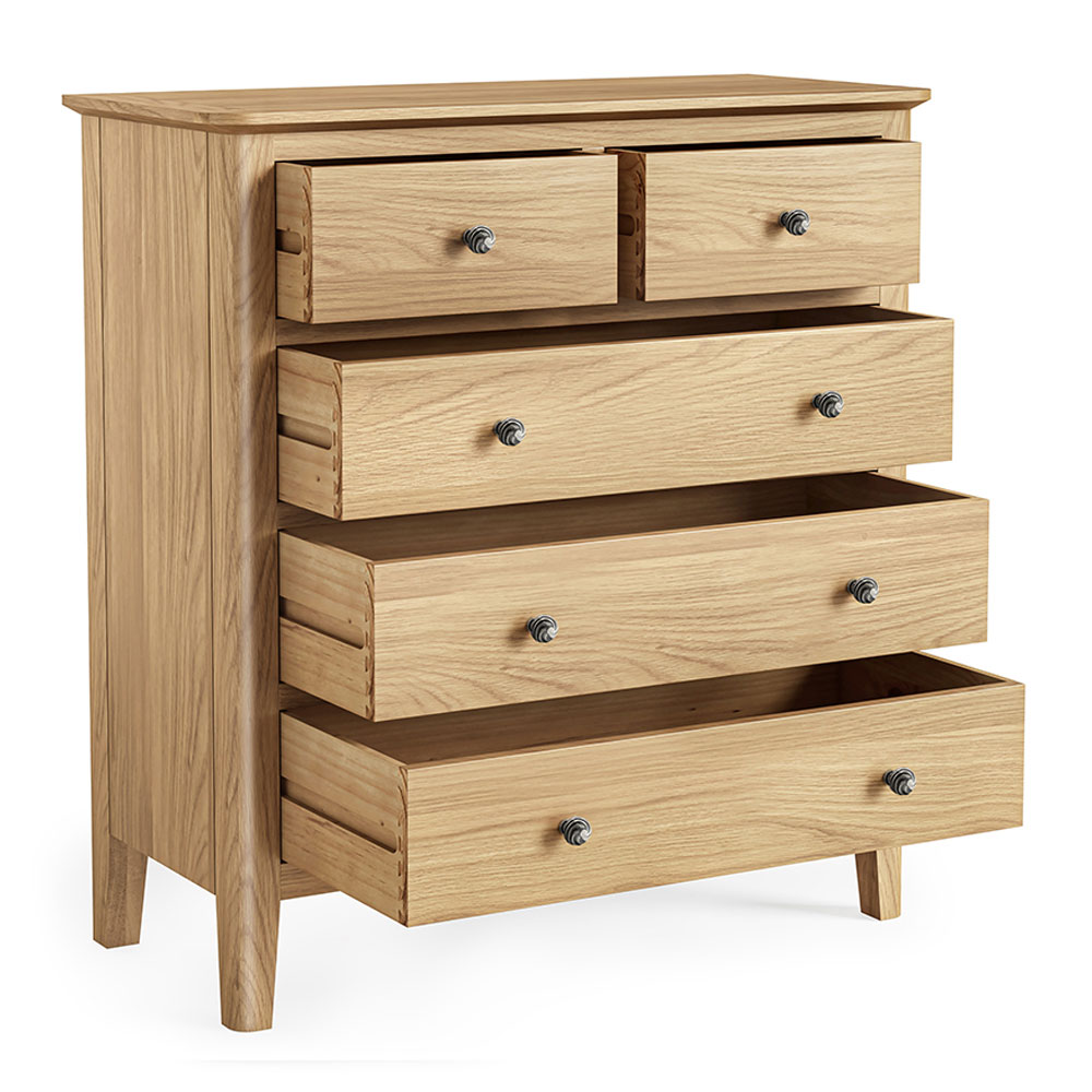Dover Light Oak 2 Over 3 Chest of Drawers | Assembled