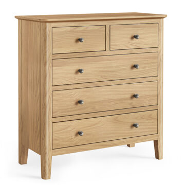 Dover Light Oak 2 Over 3 Chest of Drawers | Assembled