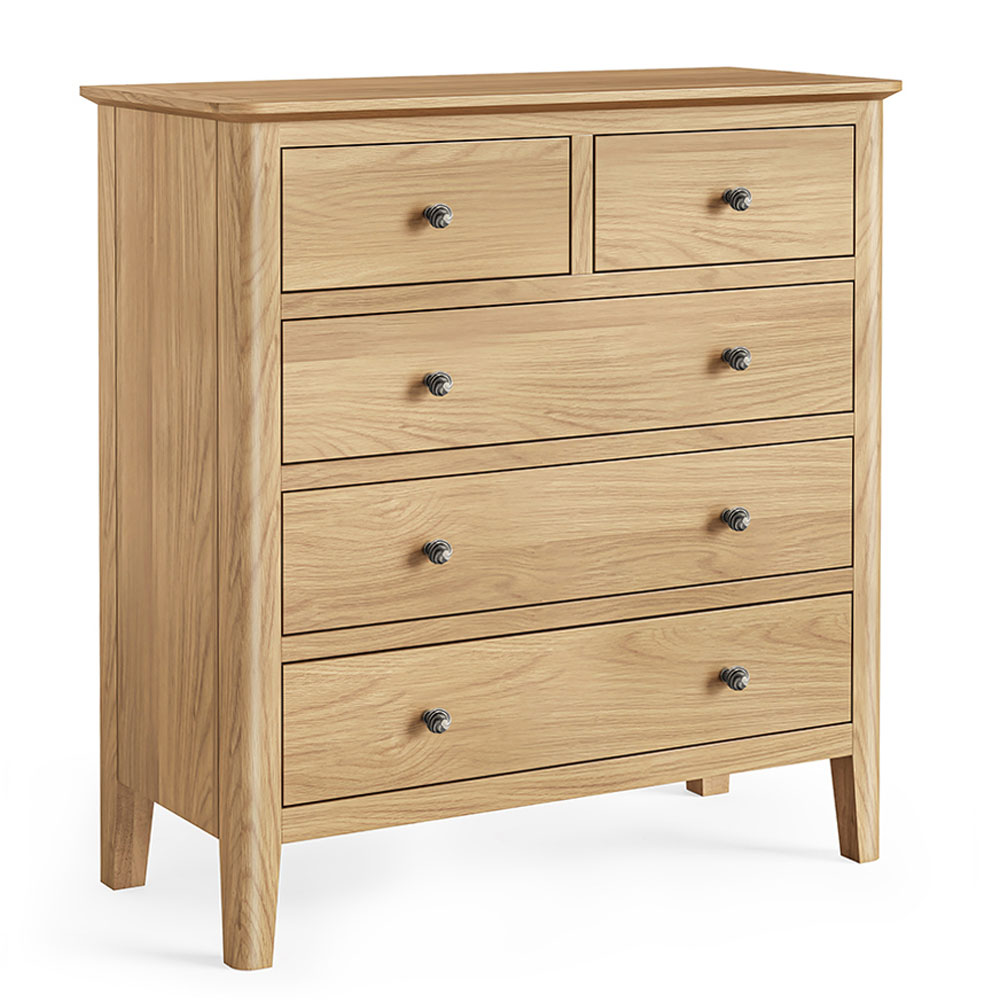 Dover Light Oak 2 Over 3 Chest of Drawers | Assembled
