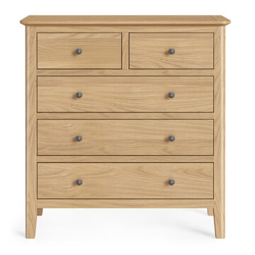 Dover Light Oak 2 Over 3 Chest of Drawers | Assembled