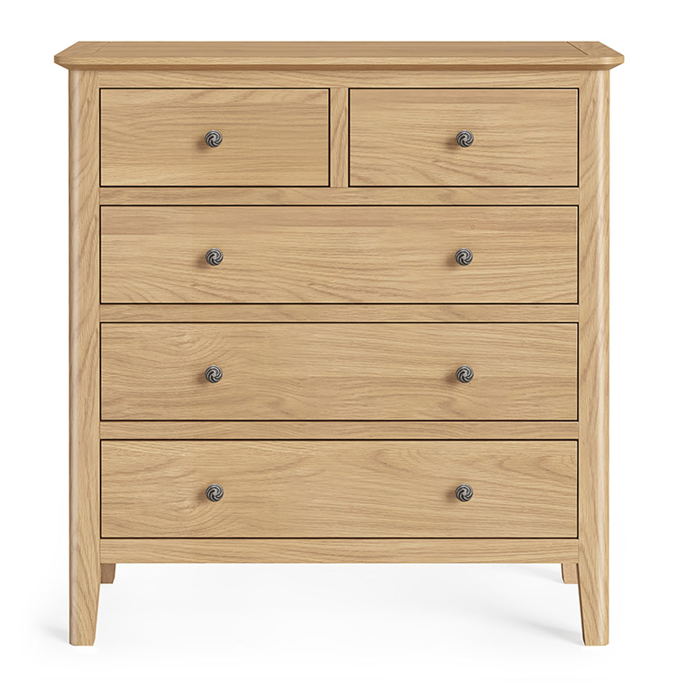 Dover Light Oak 2 Over 3 Chest of Drawers | Assembled