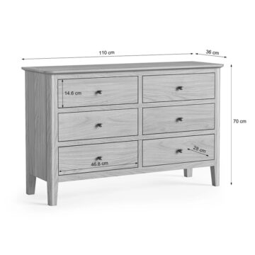 Dover Light Oak Chest of 6 Drawers | Assembled