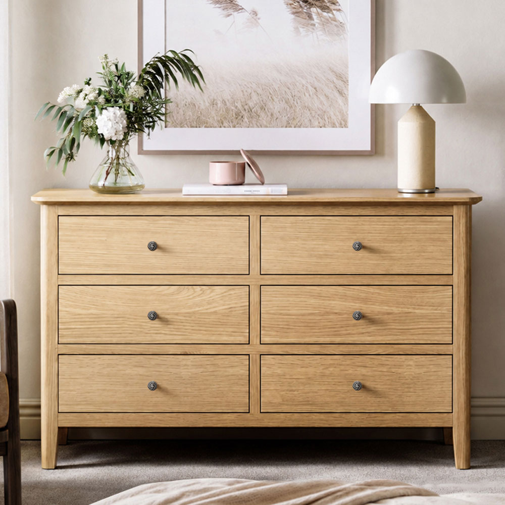 Dover Light Oak Chest of 6 Drawers | Assembled