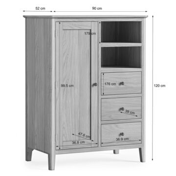 Dover Light Oak Combi Wardrobe | Assembled