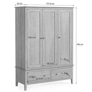 Dover Light Oak Triple Wardrobe