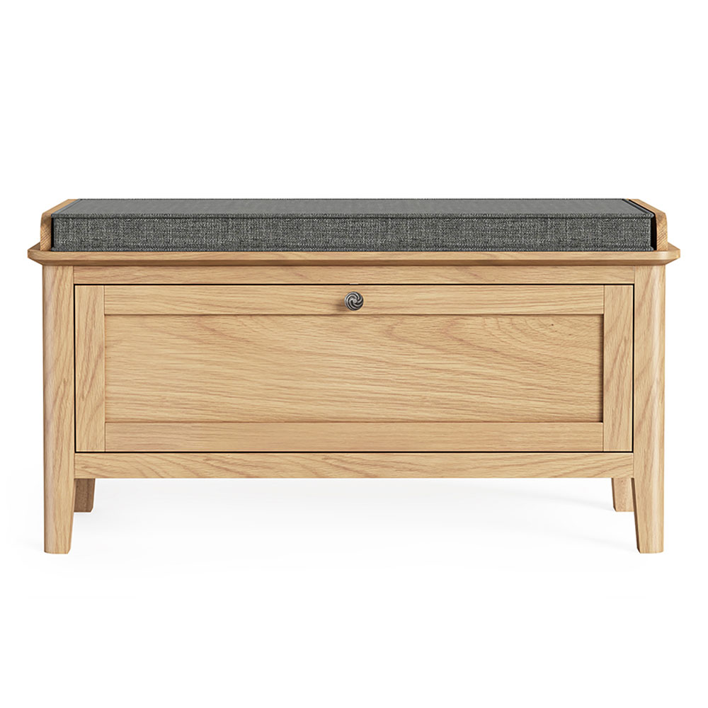 Dover Light Oak Storage Bench | Assembled