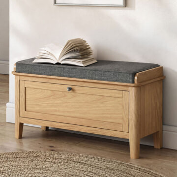 Dover Light Oak Storage Bench | Assembled