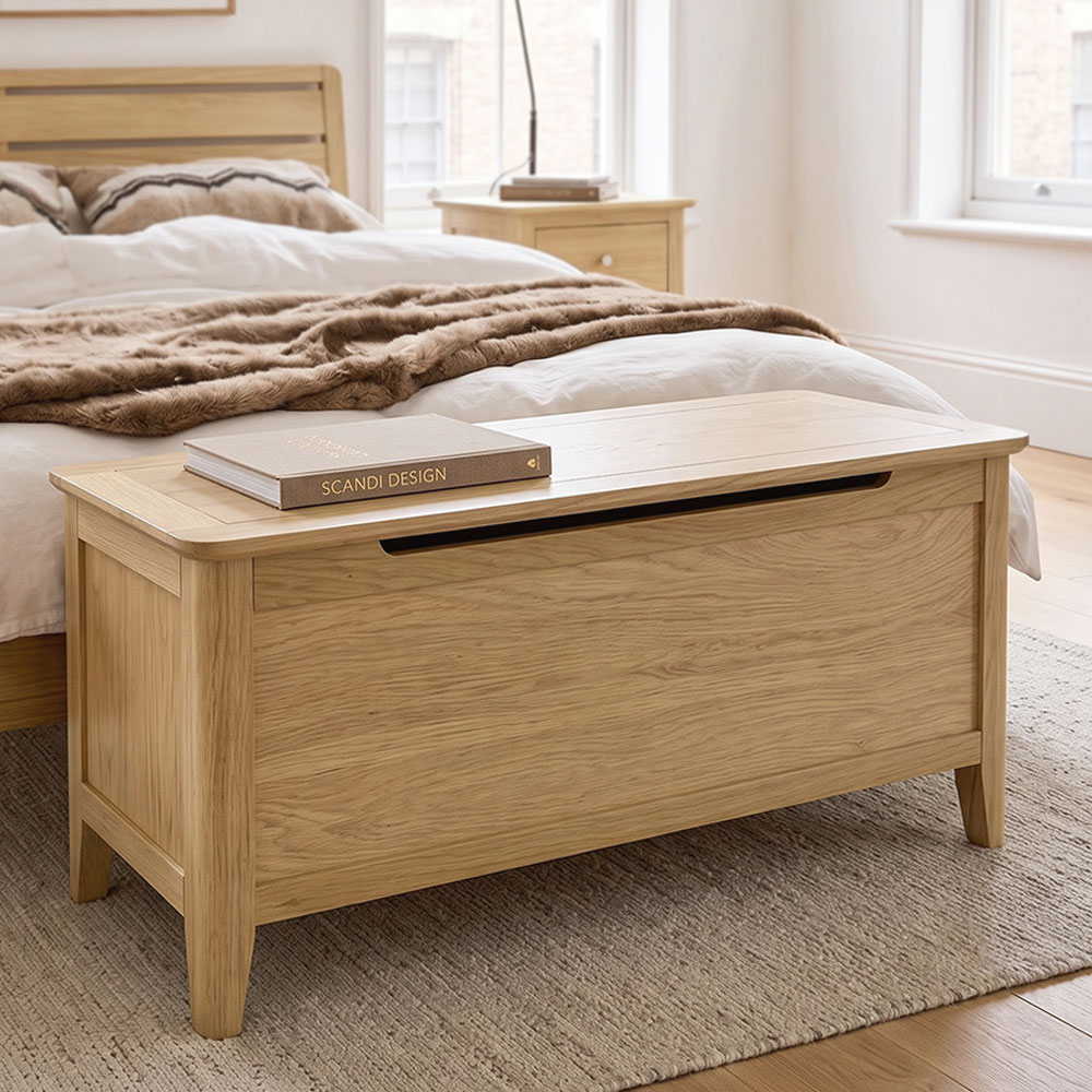Dover Light Oak Blanket Box | Assembled