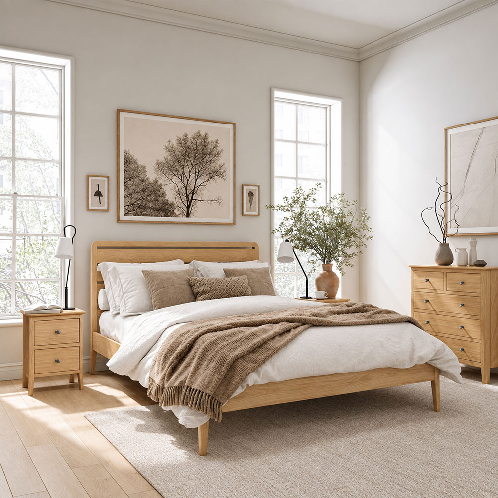 Dover Light Oak 5' King Size Bed