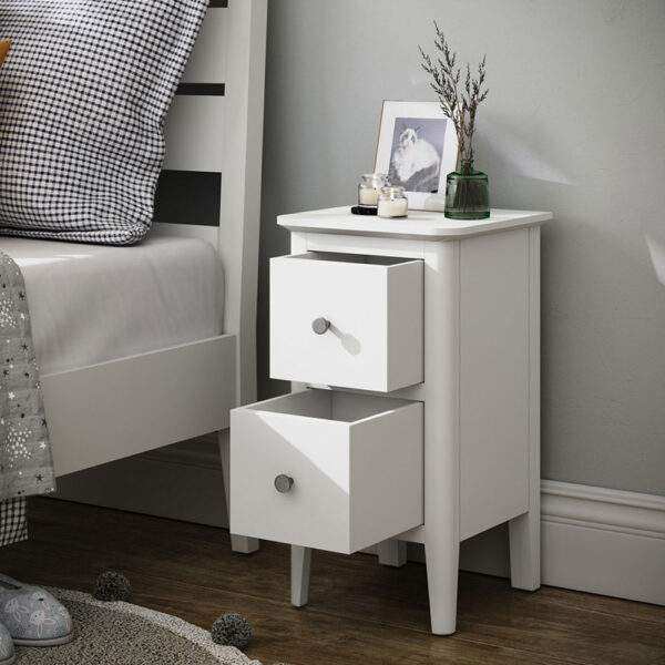 Folkestone White Narrow Bedside Cabinet | Fully Assembled | Clearance